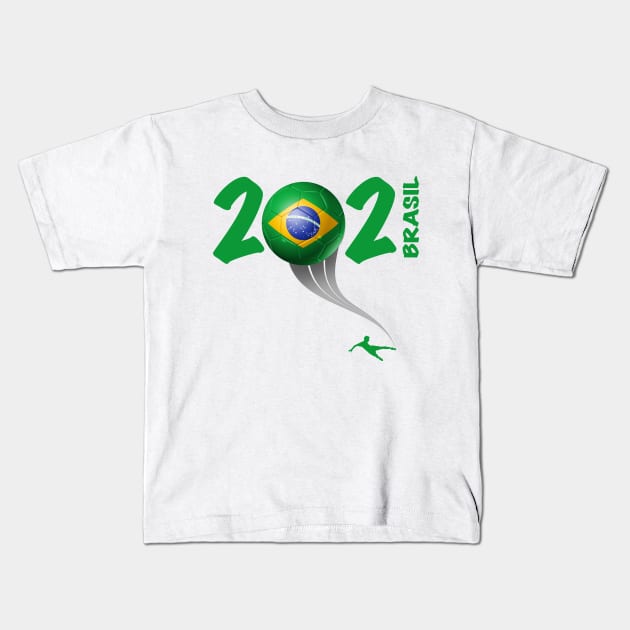 Brazil Copa America Soccer 2021 Kids T-Shirt by DesignOfNations